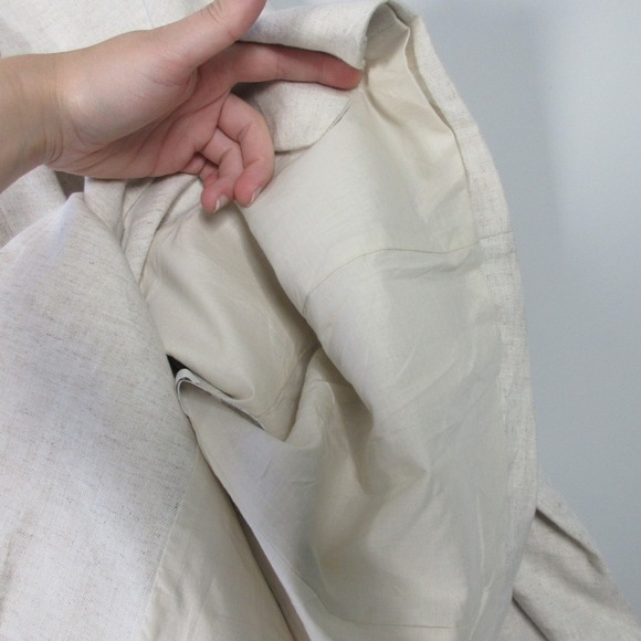 Banana Republic Double Breasted Blazer Women 6 P Beige Linen Cotton Career 488 - Picture 6 of 11